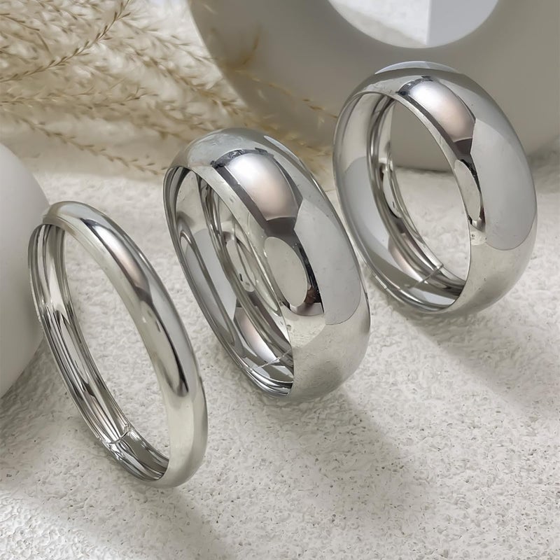 Bowdcvy Chunky Gold Bangle Bracelets for Women Stack Trendy Silver Wide Wrist Statement Cuff Bracelet Arm Cuffs Upper Bangle Fashion Jewelry Gift Accessories - Image 5
